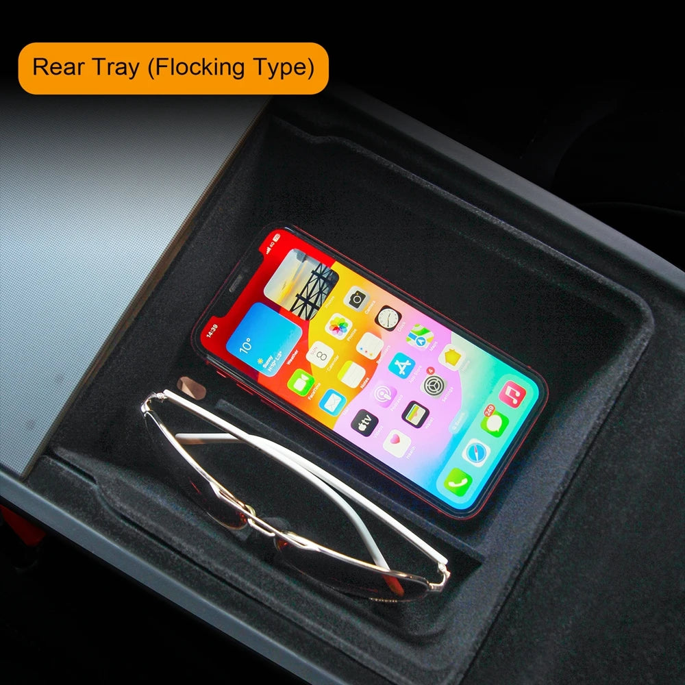 Center Console Organizer Tray for Tesla Model Y Juniper & Model 3 2025 Cup Holder Armrest Hidden Storage Box Drawer Accessories