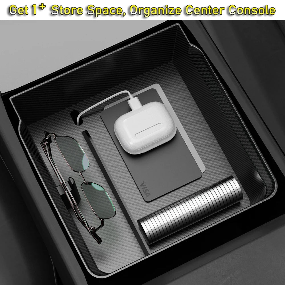 Center Console Organizer Tray for Tesla Model Y Juniper & Model 3 2025 Cup Holder Armrest Hidden Storage Box Drawer Accessories