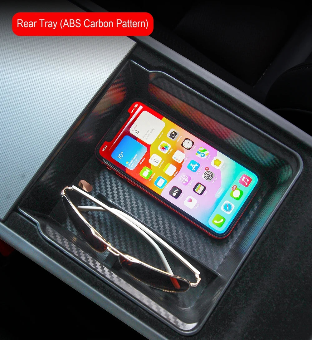 Center Console Organizer Tray for Tesla Model Y Juniper & Model 3 2025 Cup Holder Armrest Hidden Storage Box Drawer Accessories